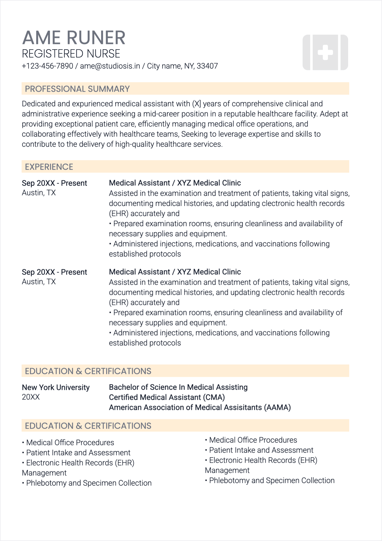 Registered Nurse Resume resume template preview