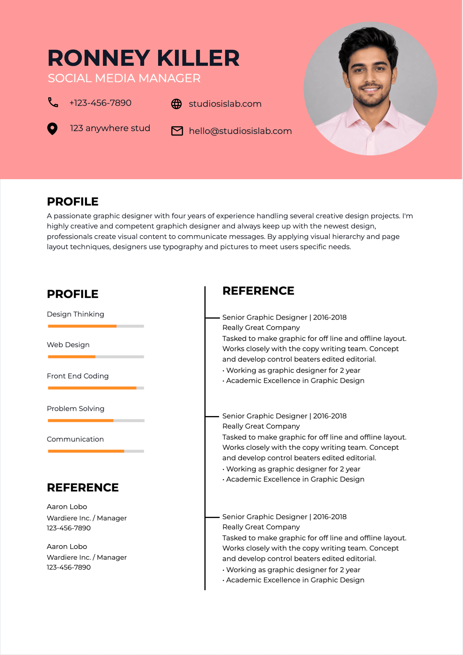 Social Media Manager Resume resume template preview