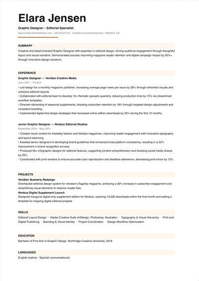 Graphic Designer Resume resume template preview
